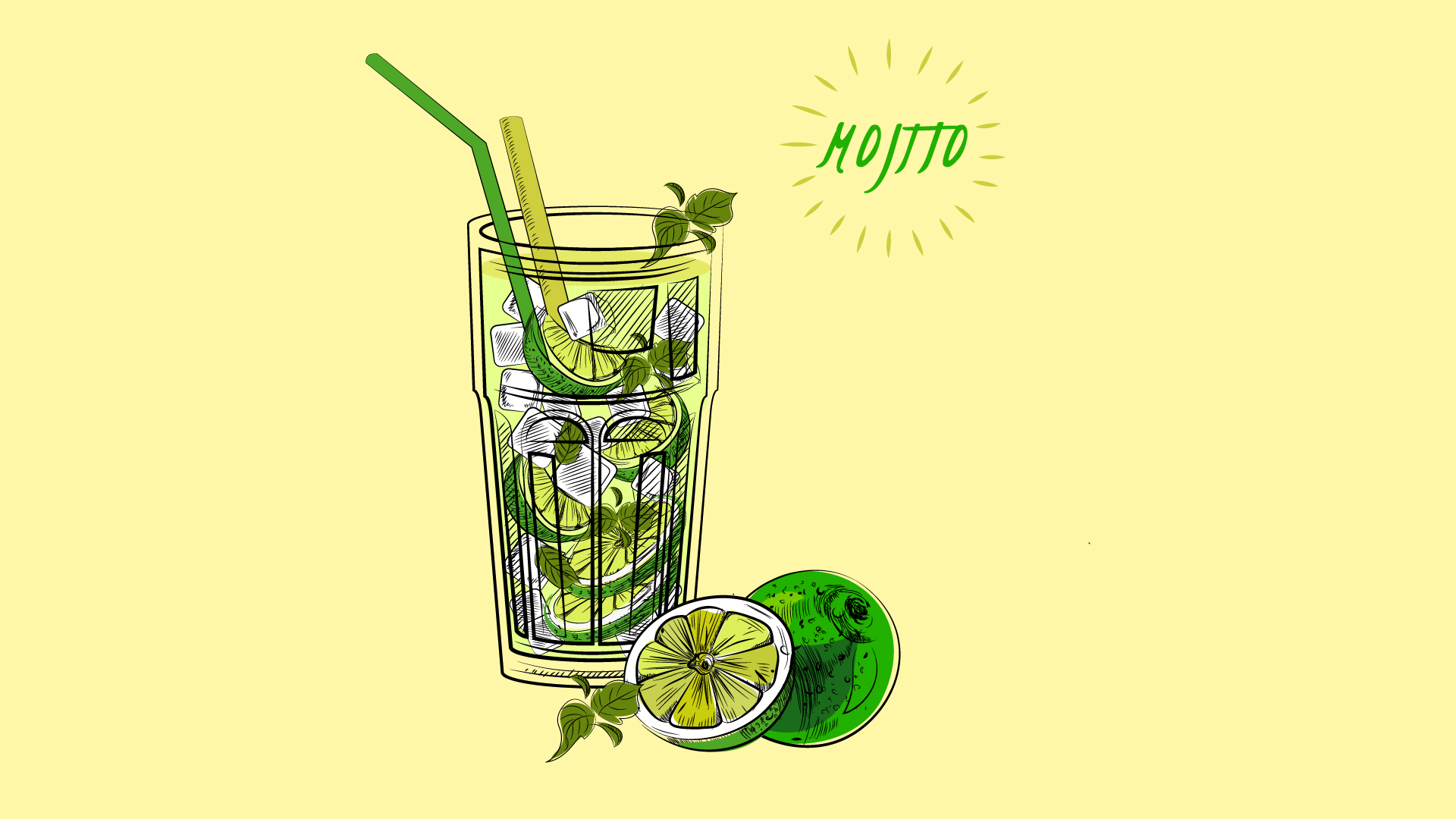 Рисунок мохито в стакане